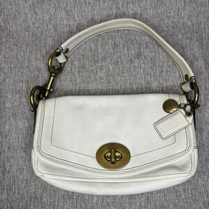 Vintage Coach 65th Anniversary Legacy White Leather Bag Turnlock  2006 Y2K